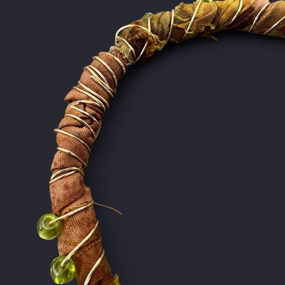 Fabric Wire Wrapped Bead Bangle